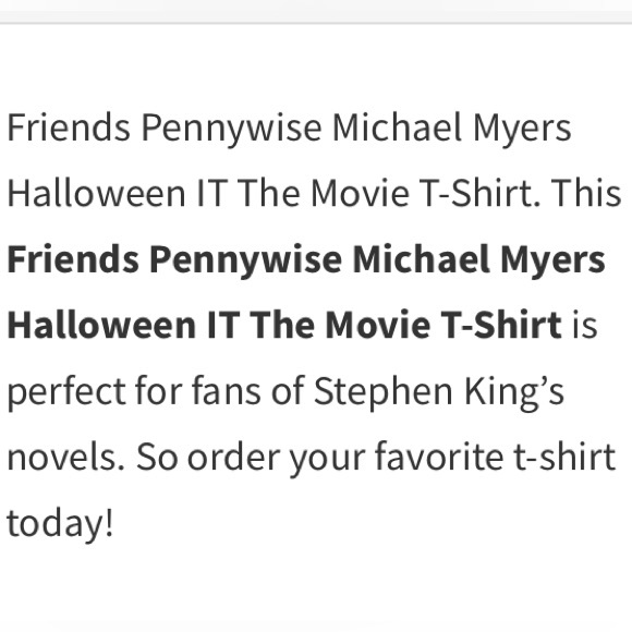 Horror Movie Friends Pennywise Michael Myers Art Graphic T-shirt Stephen King - Picture 9 of 14